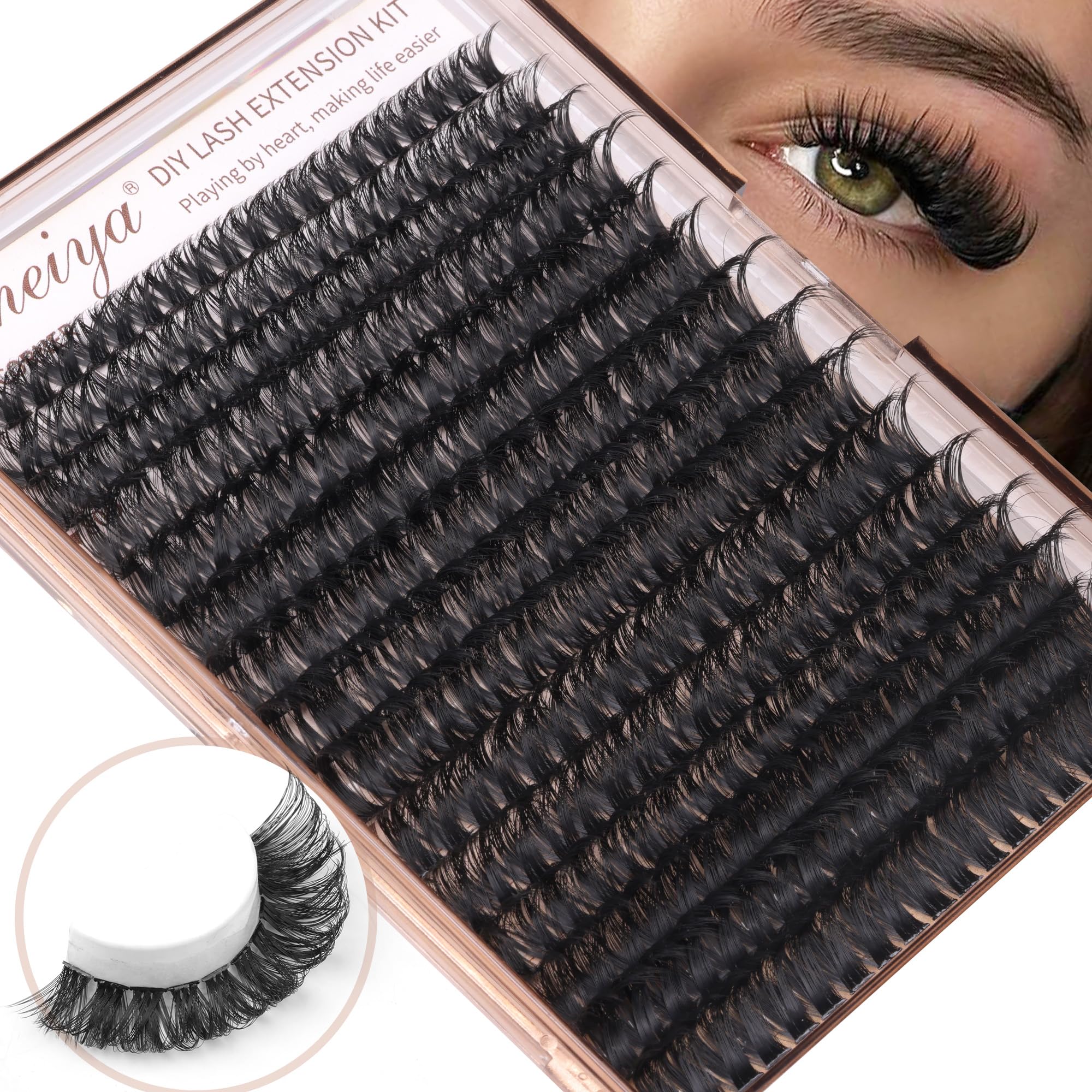 Geeneiya 16-18mm cluster lashes for dramatic full-volume results
