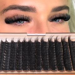 Geeneiya 200D lash clusters lashes close-up shows mixed lengths for wispy styles.