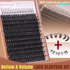 Geeneiya bottom lash clusters 10-20mm for seamless DIY lash styling.