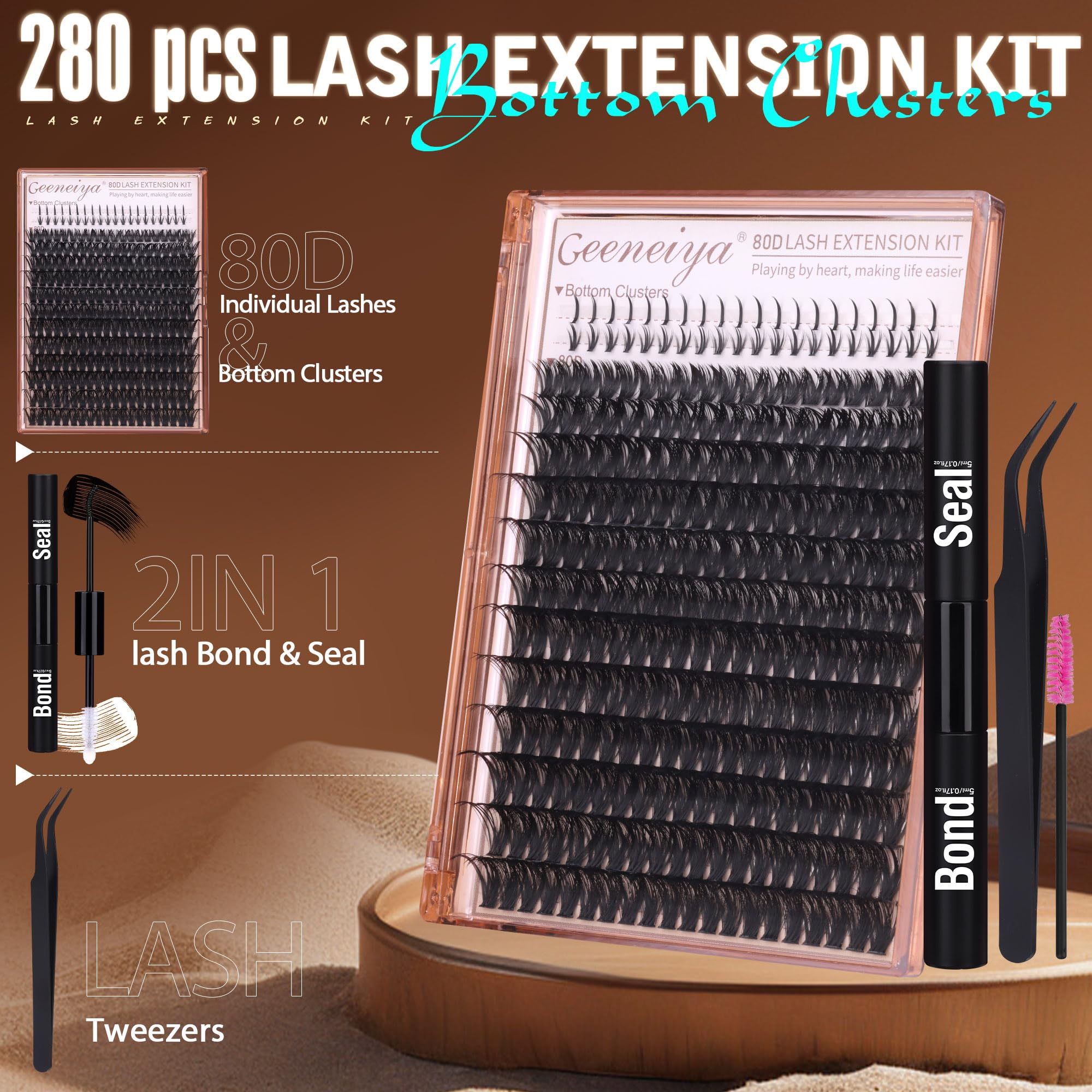 Geeneiya D curl lash clusters for easy at-home style customization.