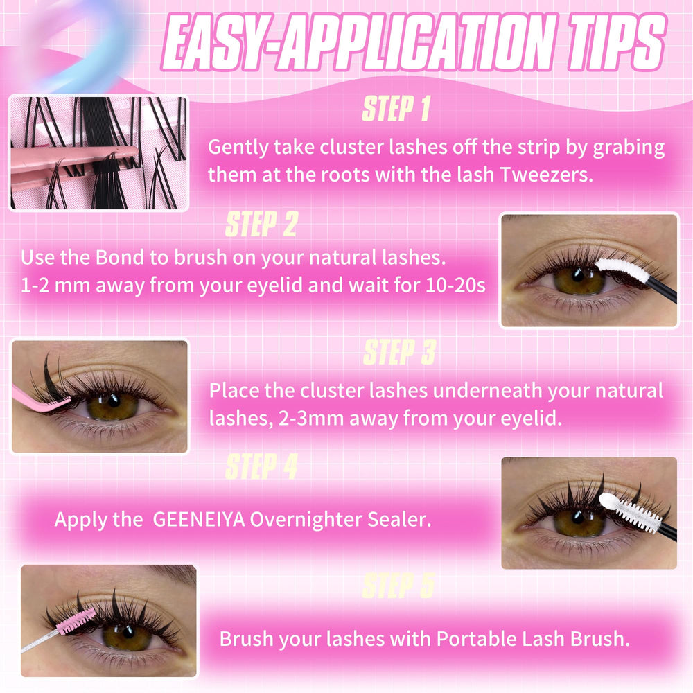 Geeneiya kit contents display clearly for easy at home lash experiments.