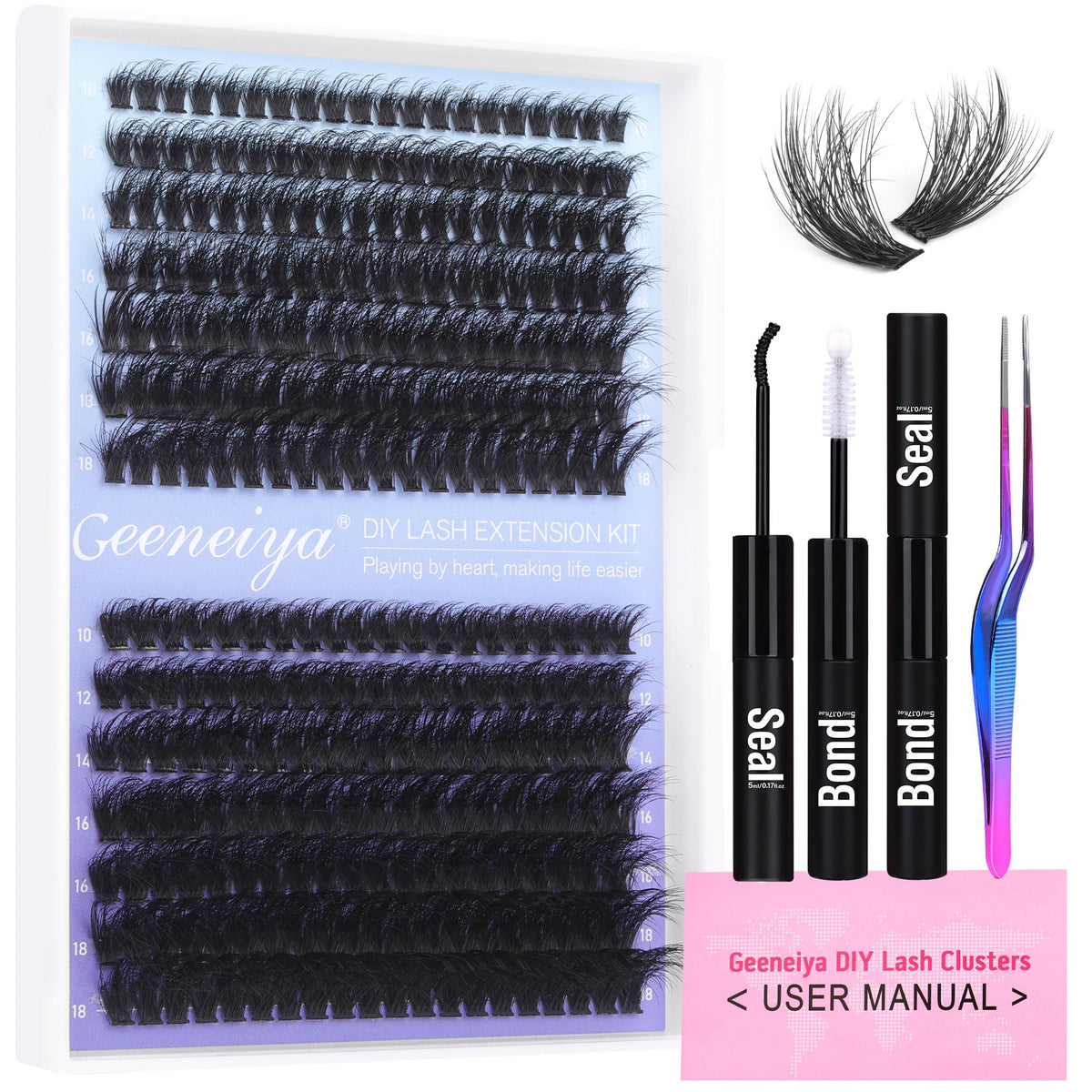 Geeneiya lash-extension-kit-280pcs shown for fuller at-home looks