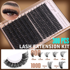 Geeneiya lash clusters 10-16mm—flexible 80D/100D fibers for fluffy, customizable volume.