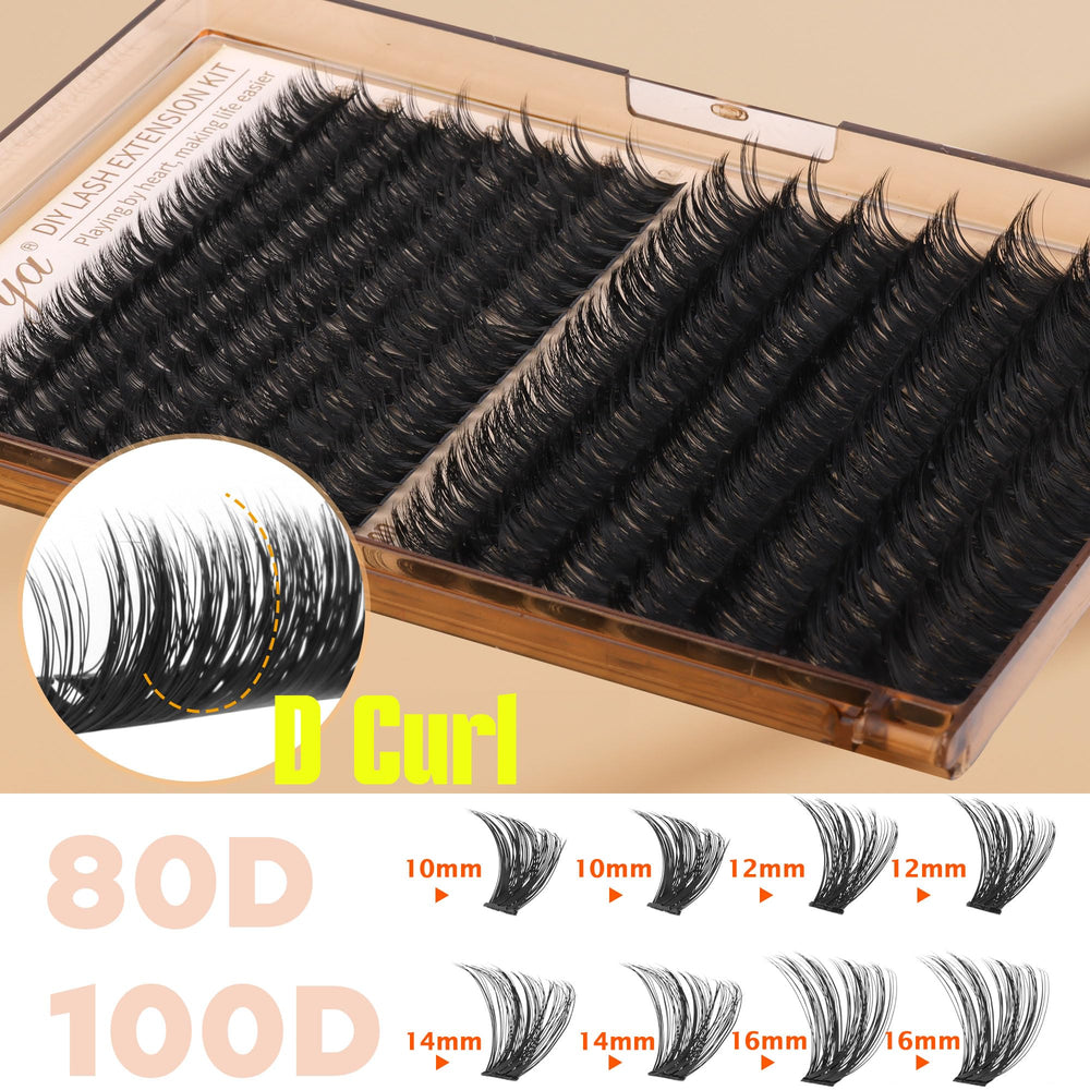 Geeneiya pink eyelash brush for blending clusters with natural lashes.