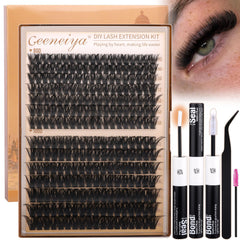 Geeneiya Volume Lash Clusters Kit in use for easy at-home lash extensions.