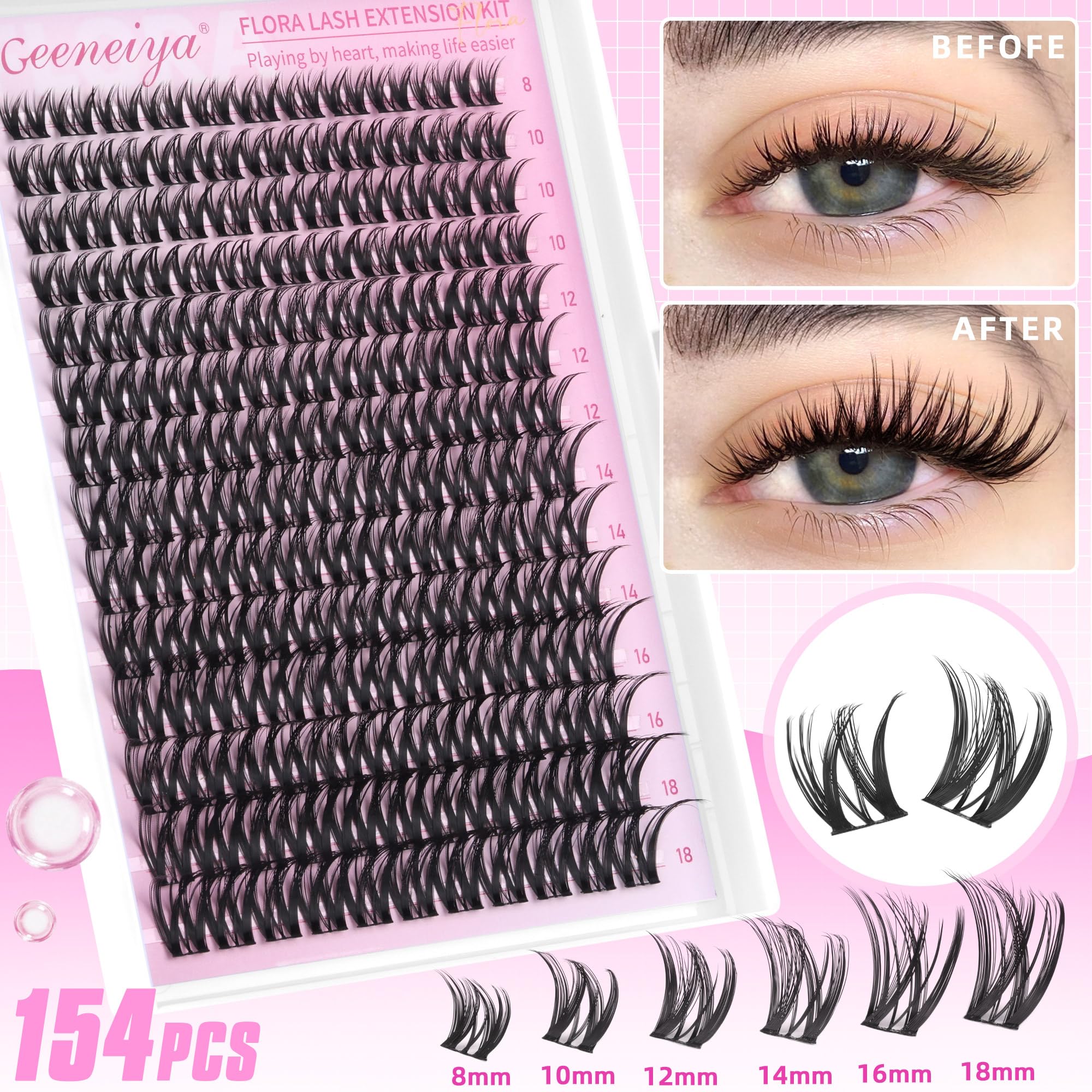 Geeneiya waterproof lash bond seal provides long lasting wear for all day confidence.