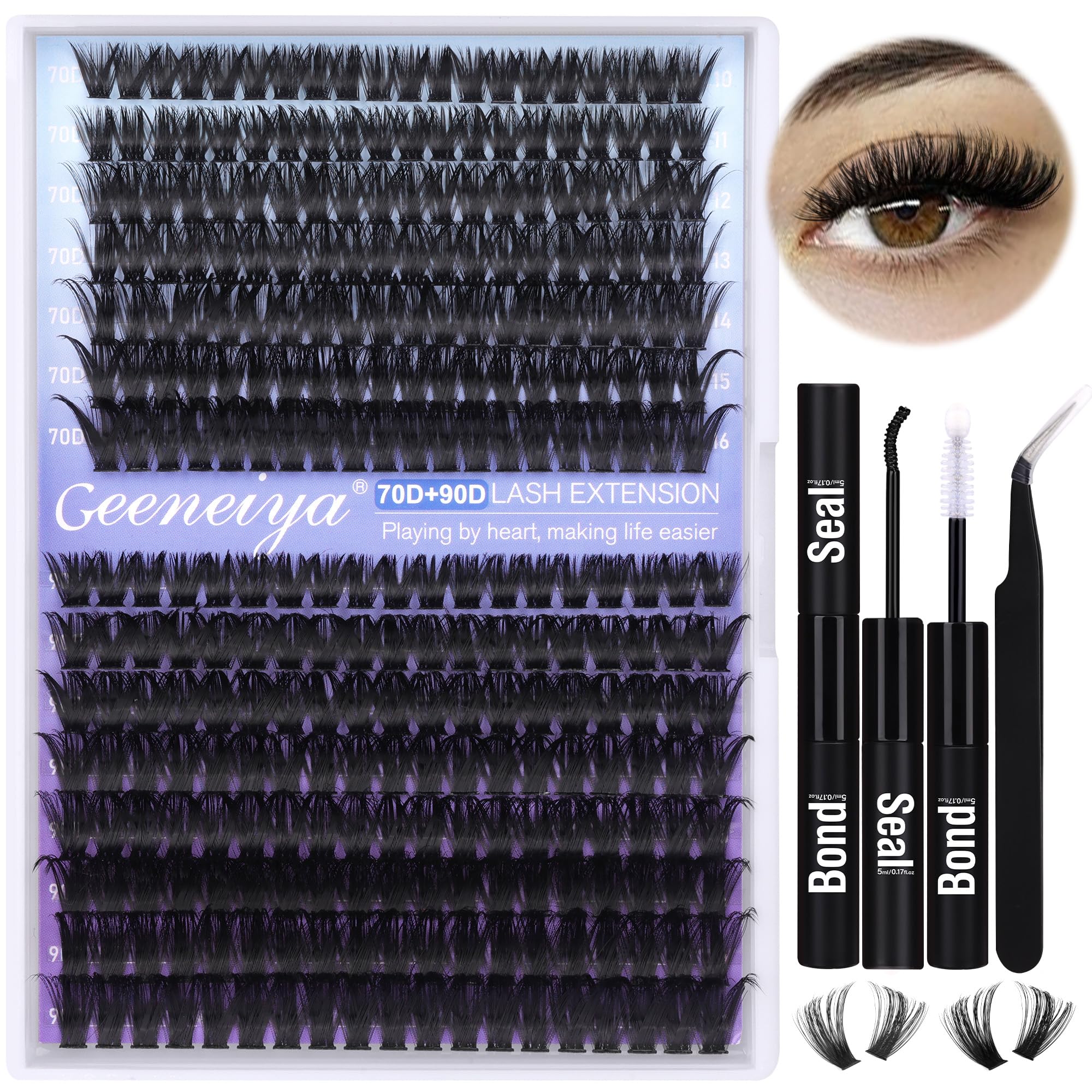 Geeneiya Wispy Lash Clusters Kit complete set for easy at-home upgrades.