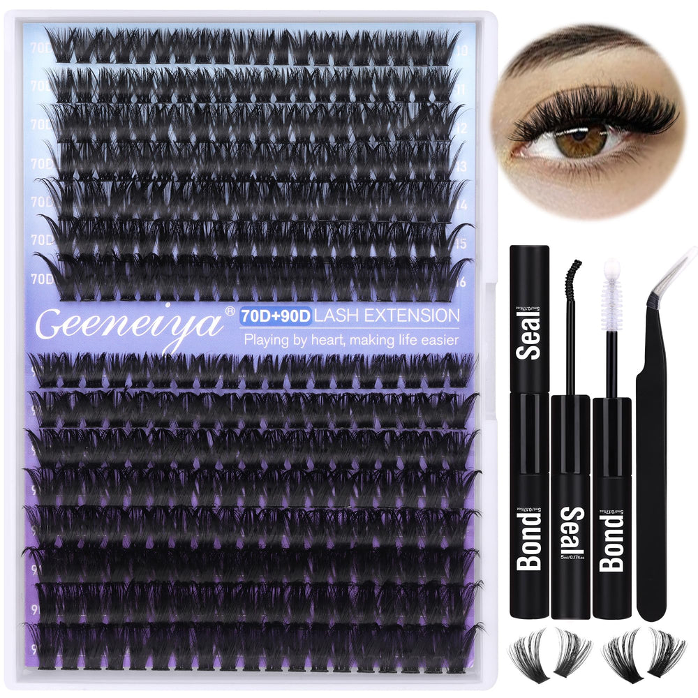 Geeneiya Wispy Lash Clusters kit bundle includes bond seal and tools