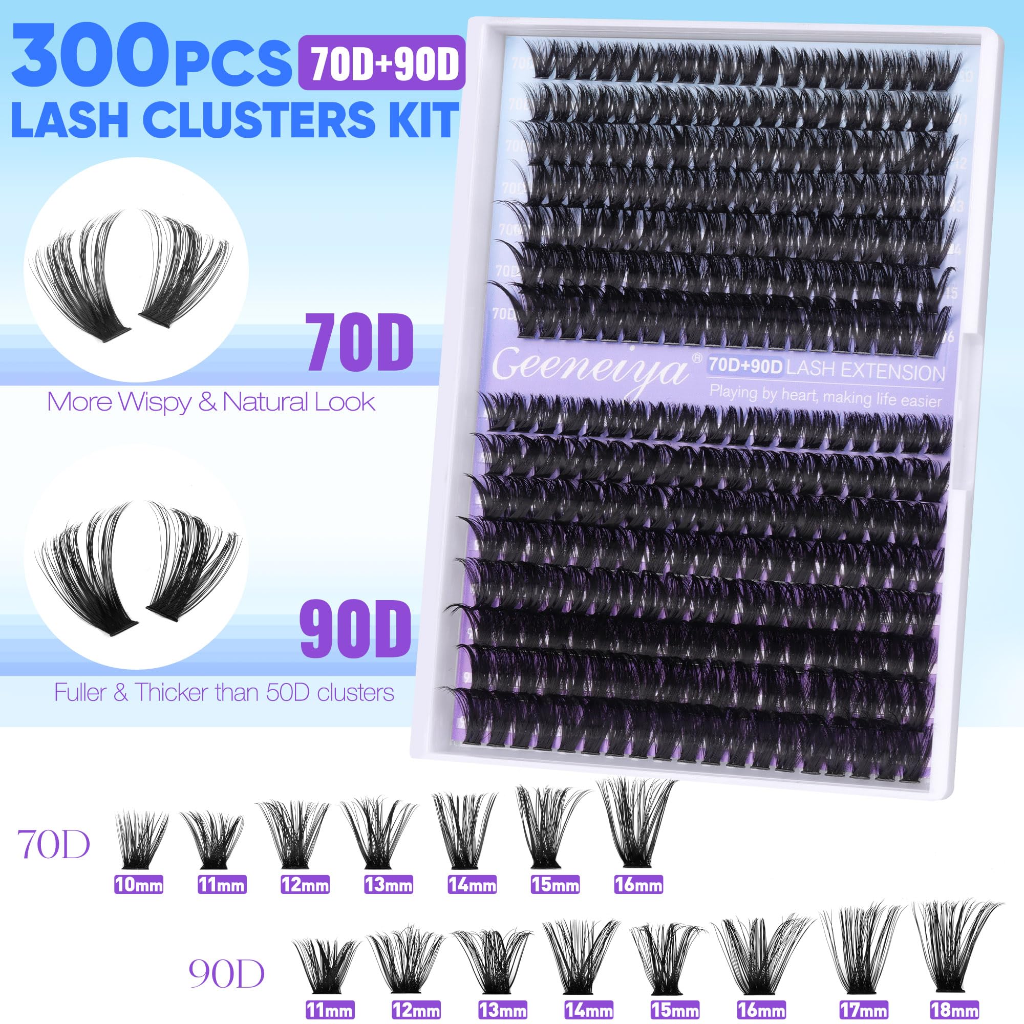 Geeneiya Wispy Lash Clusters kit precision lash tweezer for placement