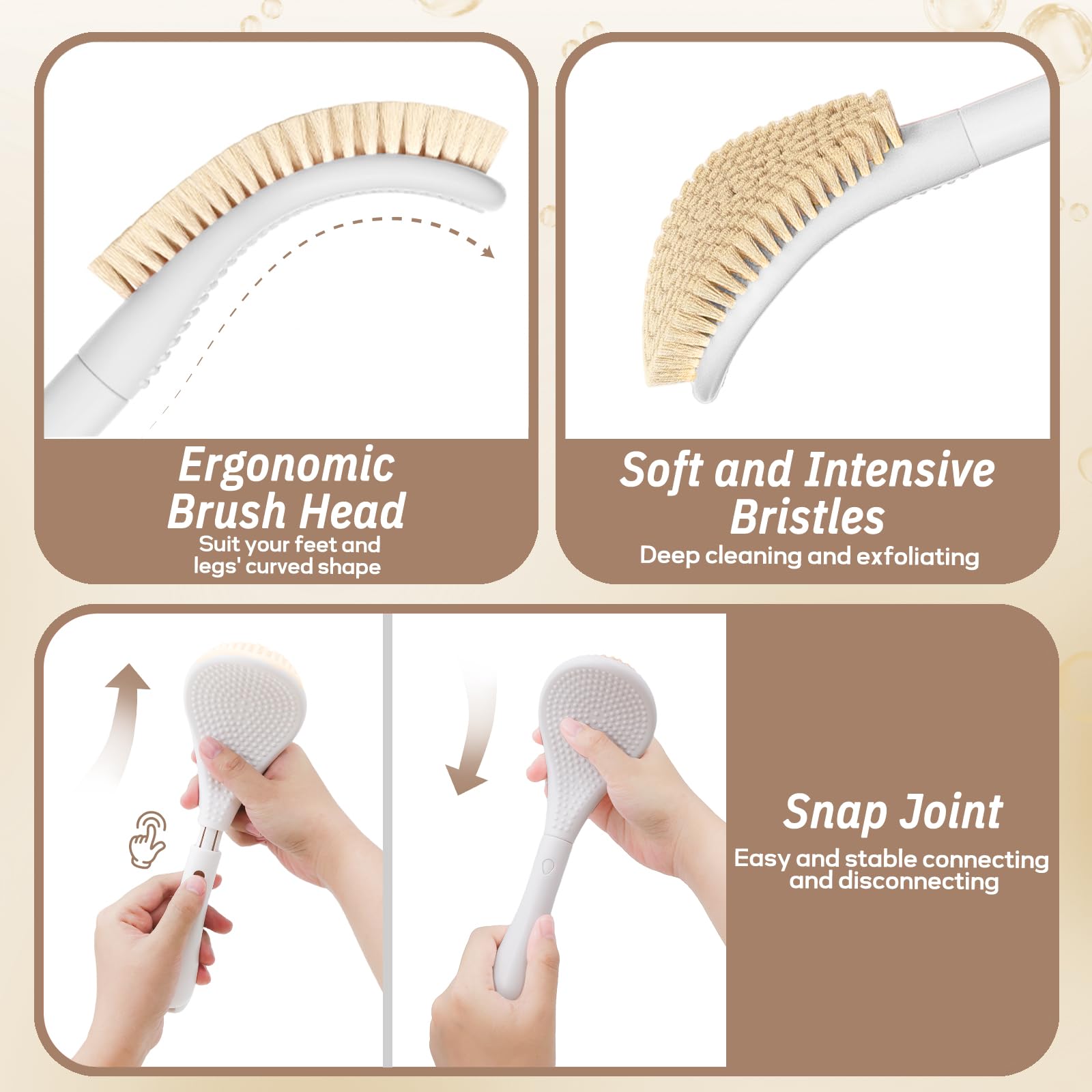 GEENOA foot brush soft nylon bristles provide gentle cleansing.