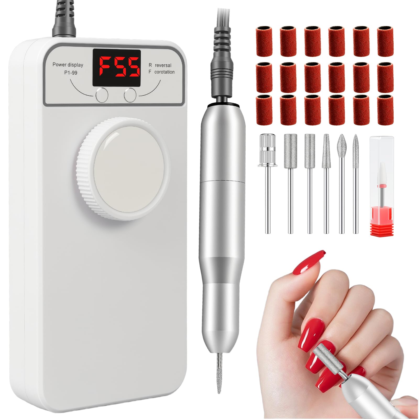 GEEZO nail drill with 55000rpm dial delivers precise acrylic shaping for professional results.