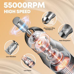 GEEZO nail drill shows HD LCD speed readout for accurate adjustments.