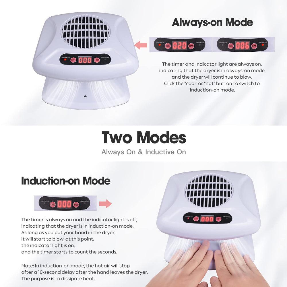 Gegong air nail dryer cool air mode for comfortable finish