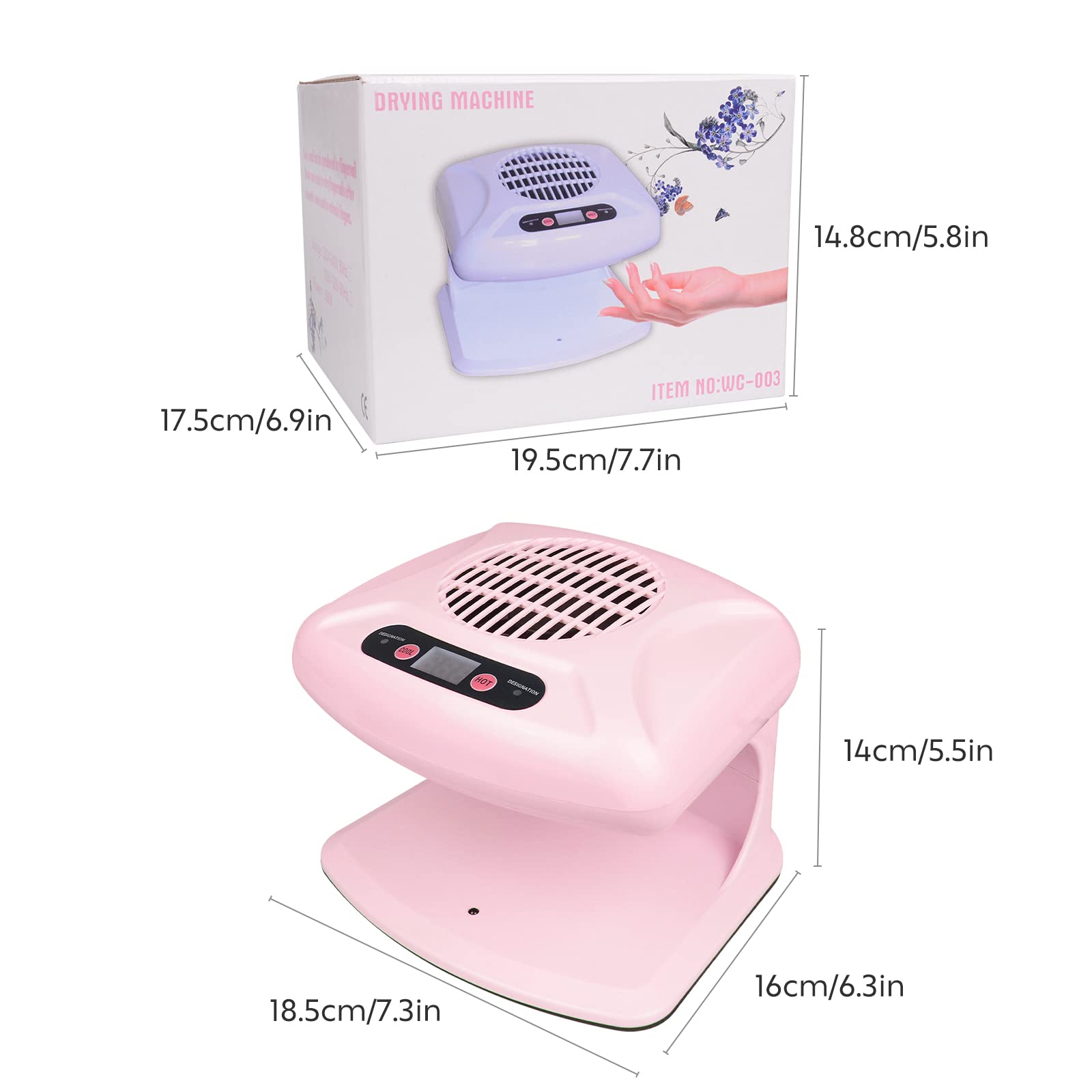 Gegong Air Nail Dryer ideal for home salon use in pink finish.