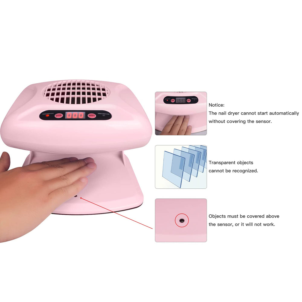 Gegong Air Nail Dryer two-hands drying mode increases efficiency.
