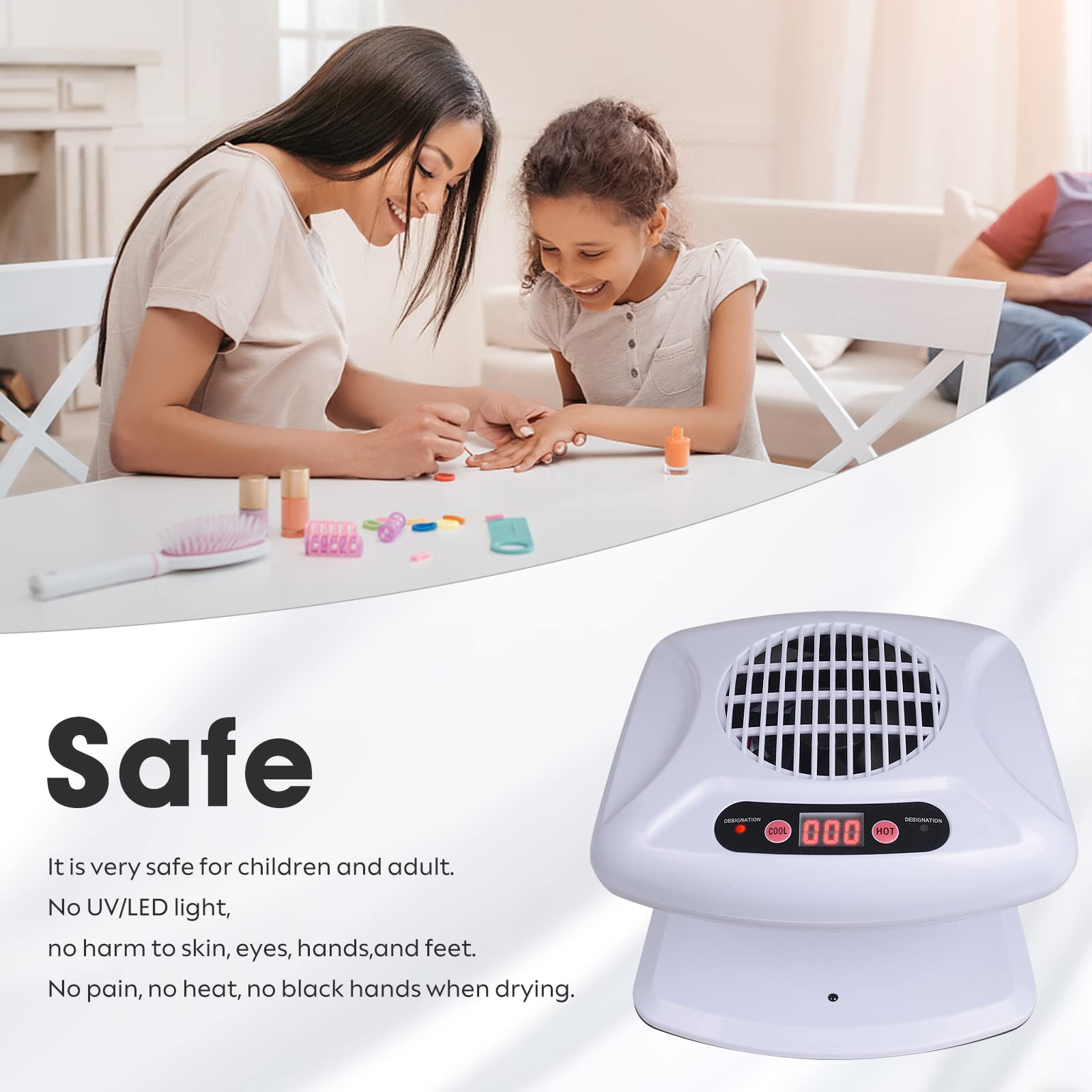Gegong air nail dryer warm air mode speeds polish drying