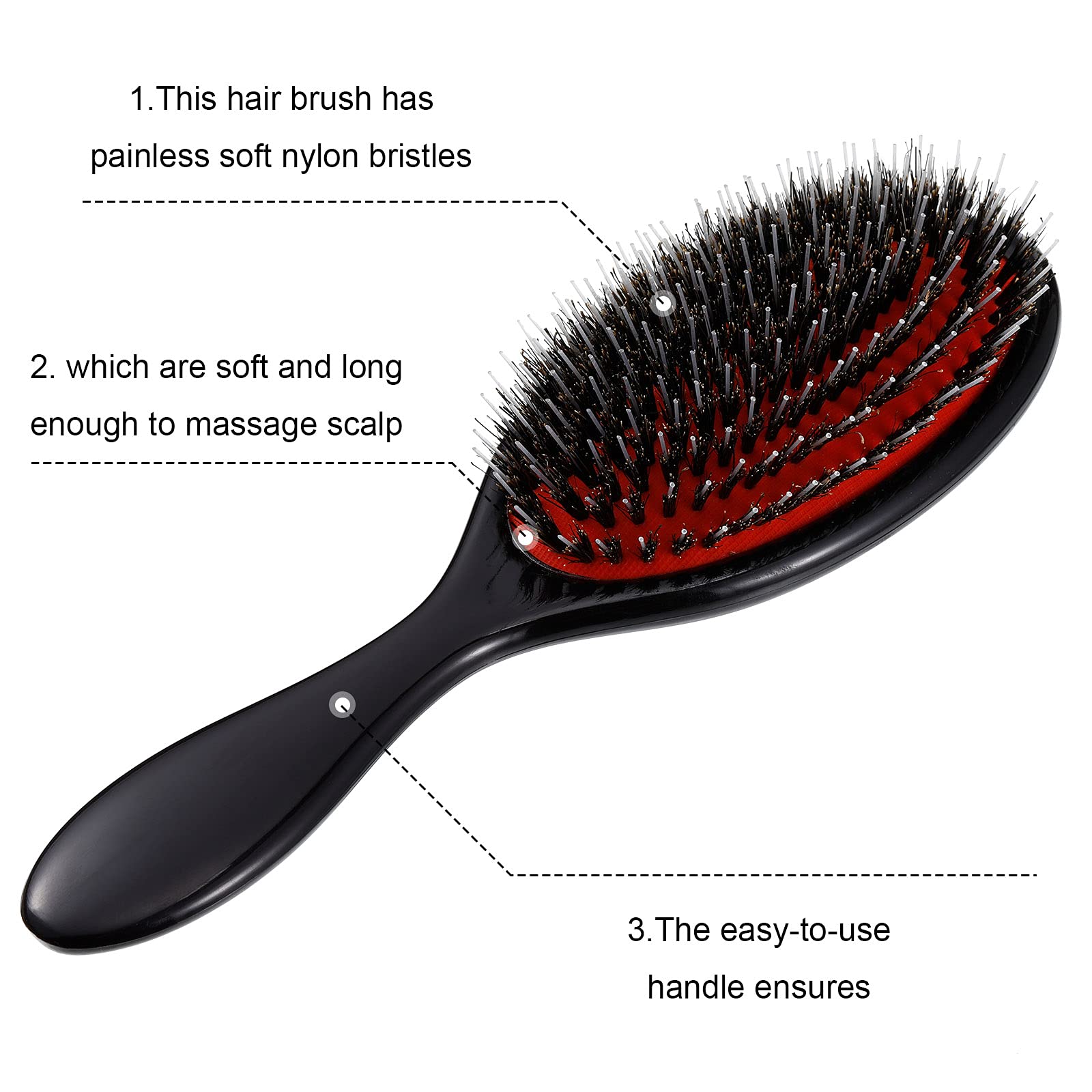 Geiserailie boar bristle brush with scalp massage benefits