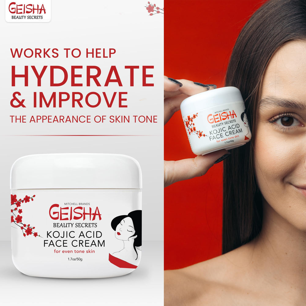 Geisha Kojic Acid Cream promotes even tone with gentle glycolic and kojic blend.