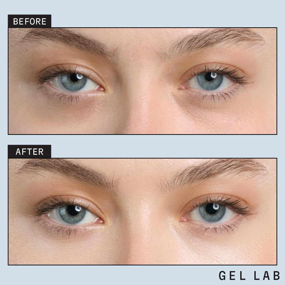 Gel Lab REGLOW eye patches applied to under-eye area deliver soothing, refreshed feeling