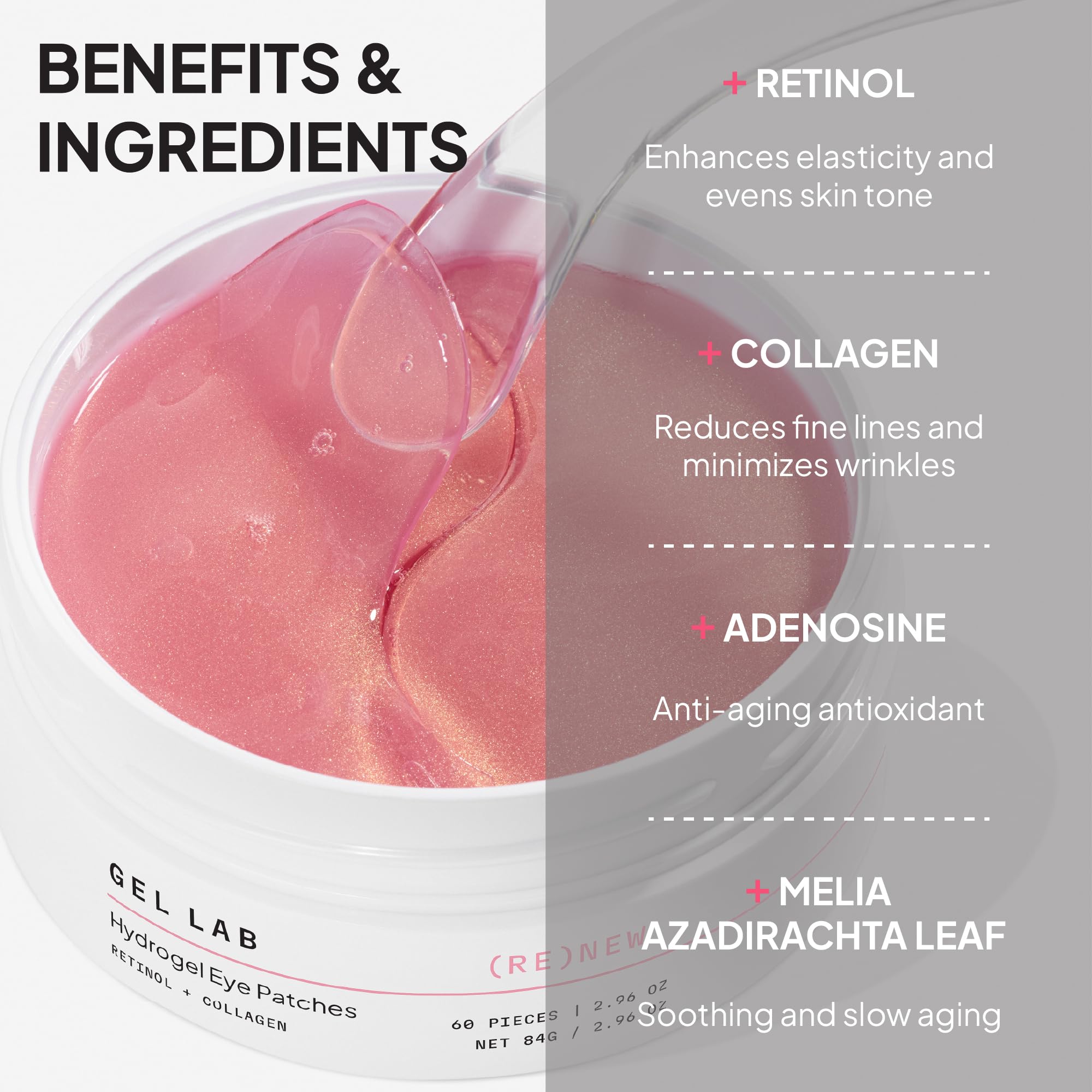 Gel Lab Renew patch being applied under the eye to smooth fine lines