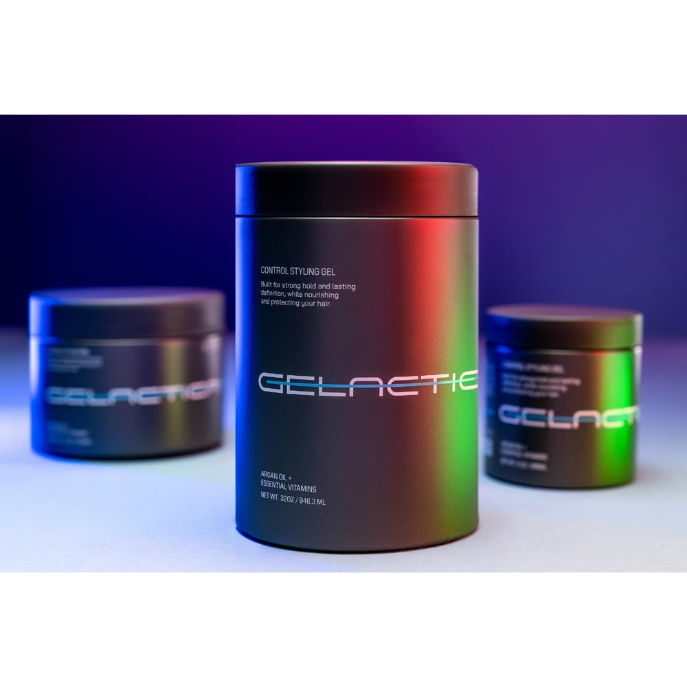 Gelactica Max Control 32oz tub indicates long-lasting value for frequent styling.