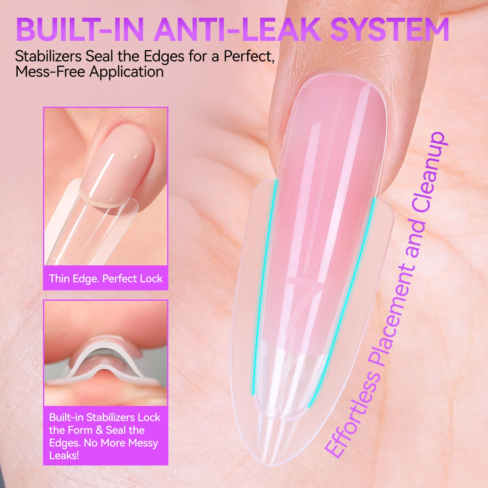 Gelike EC 15 sizes forms chart for versatile natural to dramatic nail shapes.
