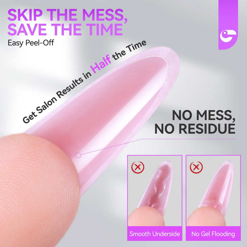 Gelike EC builder gel application process image highlights easy three-step use.
