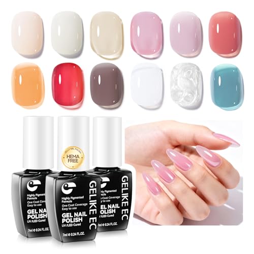 gelike ec jelly color gel polish pack 12 shades for easy at-home DIY manicures