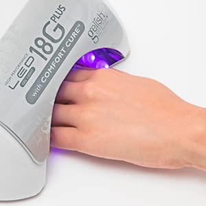 Gelish 18G Plus LED Light pedicure-friendly design with removable tray simplifies sanitization.