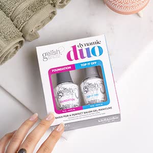 Gelish Dynamic Duo bristle close-up highlighting precise, streak-free application near cuticles.