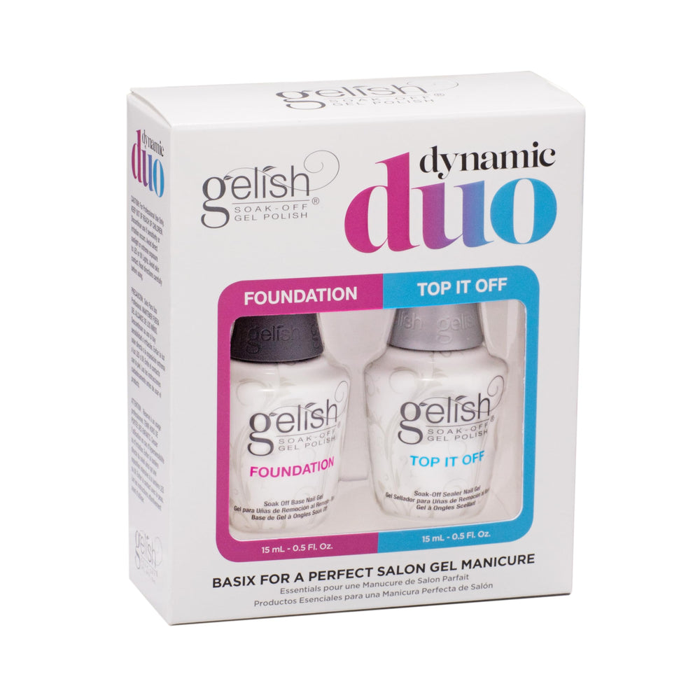 Gelish Dynamic Duo Foundation Base bottle for durable nails and reliable adhesion.