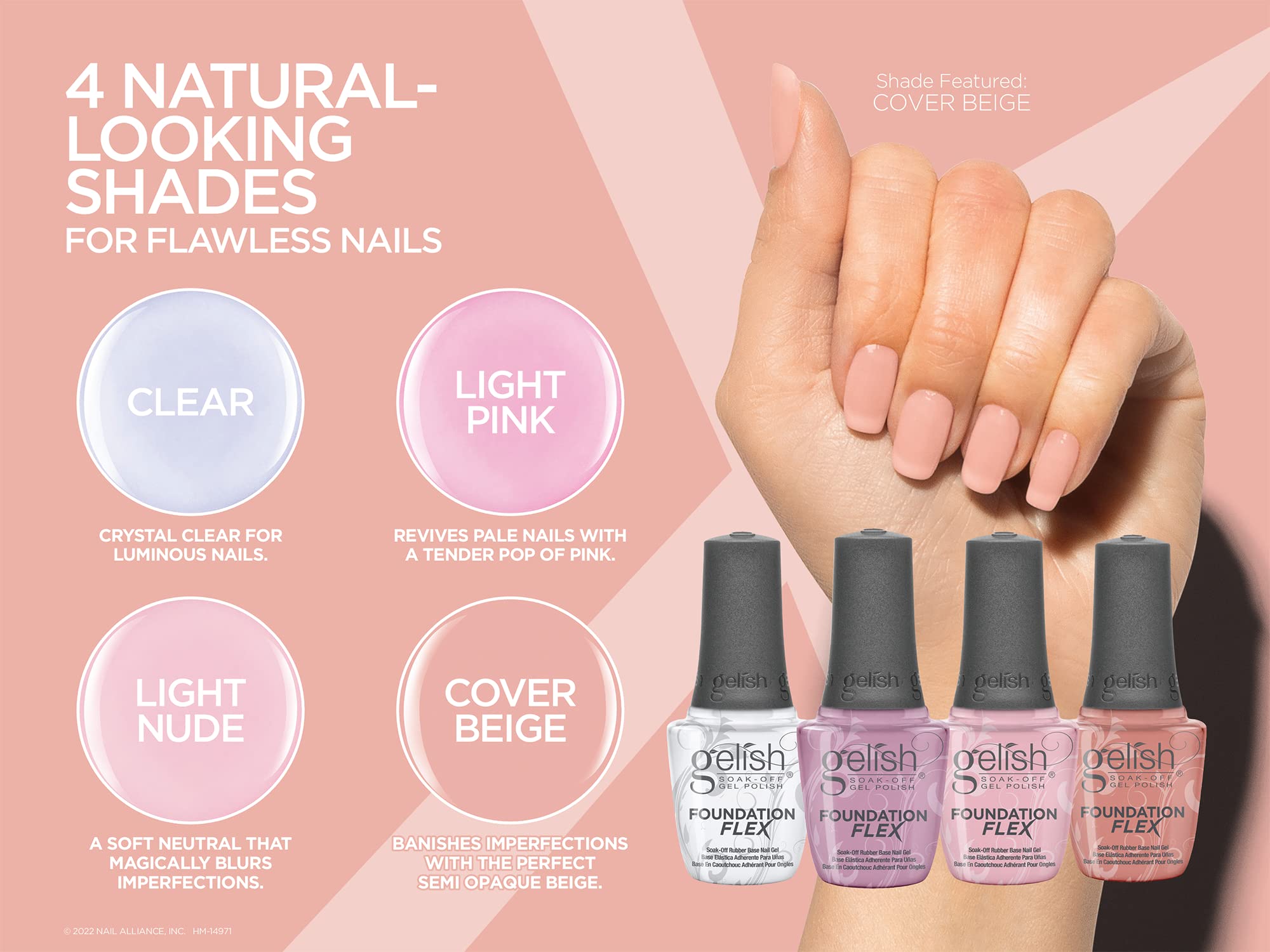 Gelish Foundation Flex nails before after showing smoothness and even coverage.