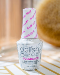 Gelish Mini Foundation Base Coat under LED curing demonstrates fast 10-second base layer