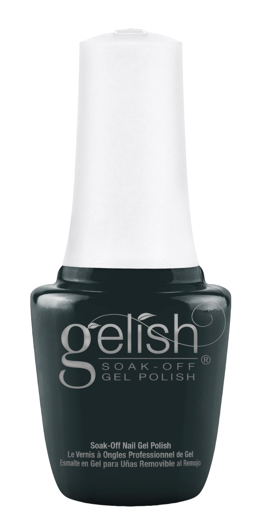 Gelish Just Hanging Around bottle showing deep evergreen color with long-lasting potential.
