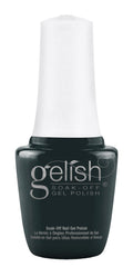 Gelish Just Hanging Around bottle showing deep evergreen color with long-lasting potential.