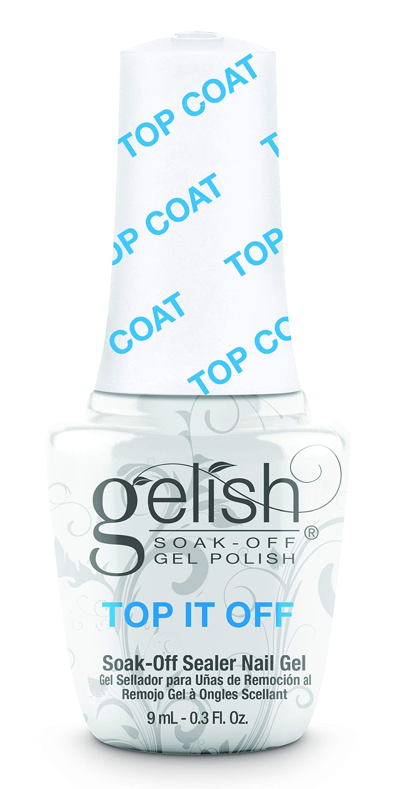 Gelish Top It Off swatch shows high-gloss finish and lasting protection.