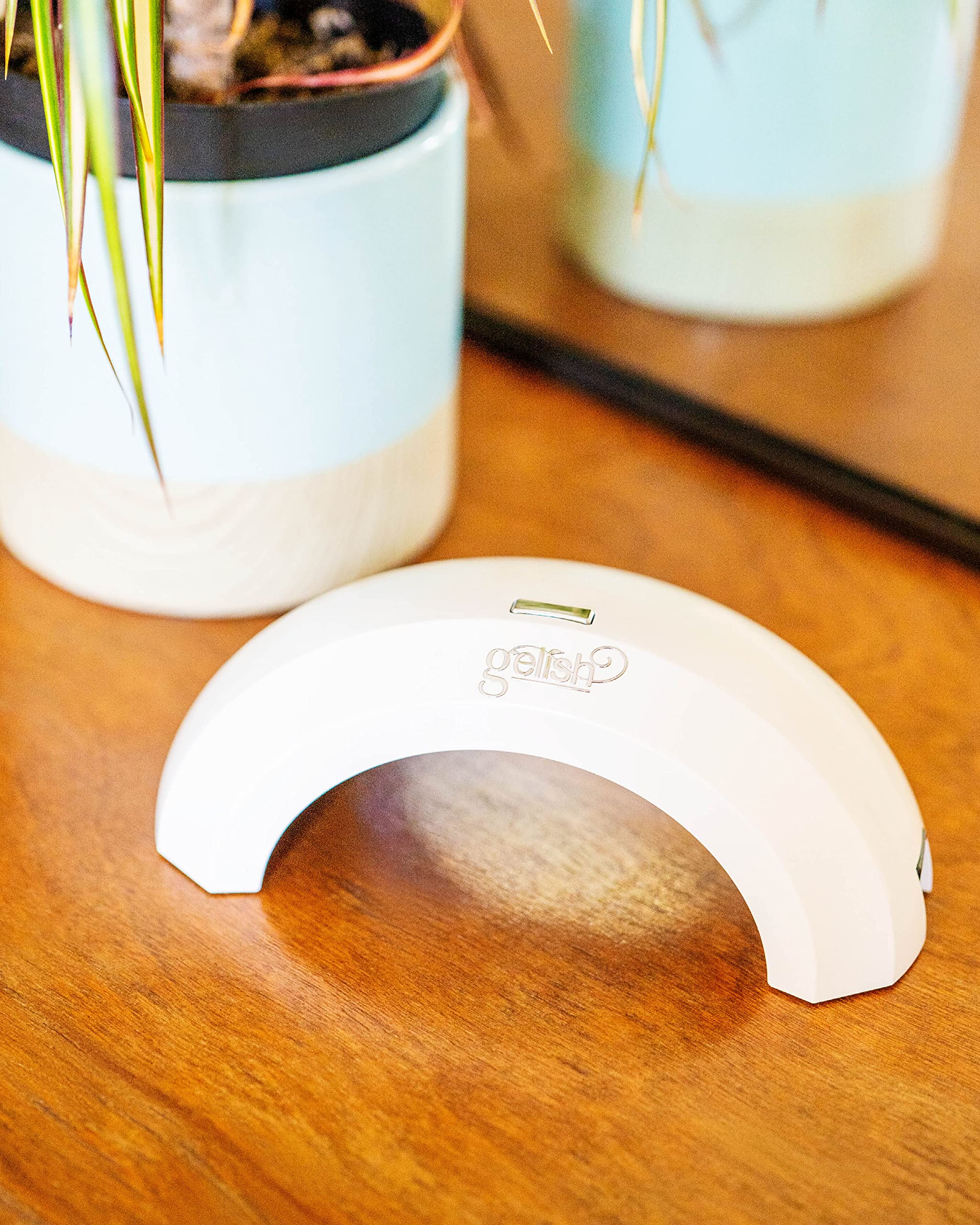 Gelish Pro 45 Mini LED Light pedicure use showcase — small, precise cure for toes and feet.