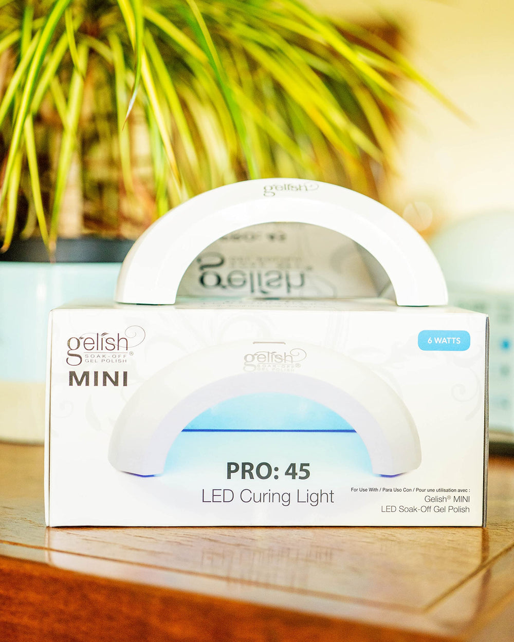 Gelish Pro 45 Mini LED Light USB cord visible — easy power options for on-the-go nail care.