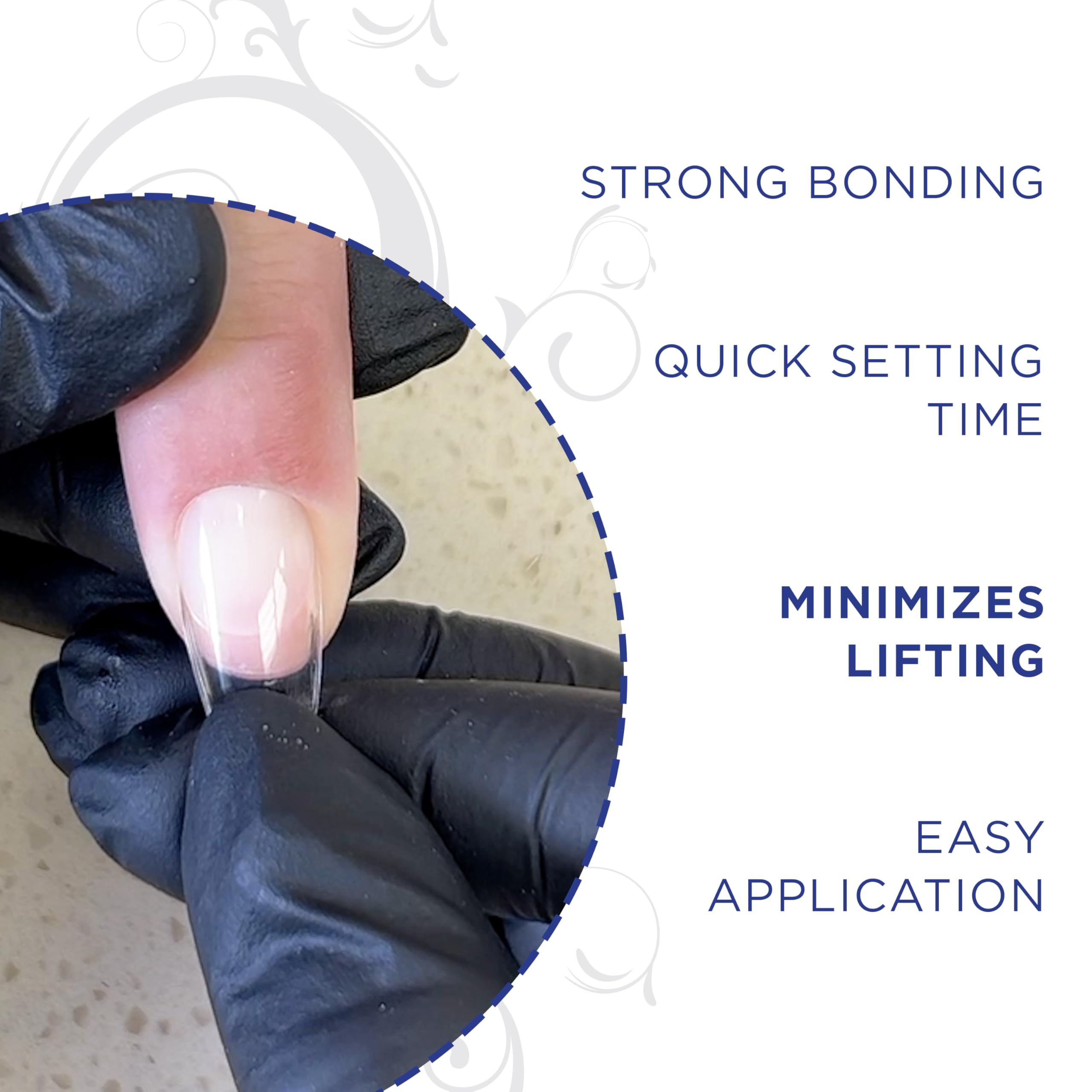 Gelish Soft Gel Tip Adhesive in action during quick curing.