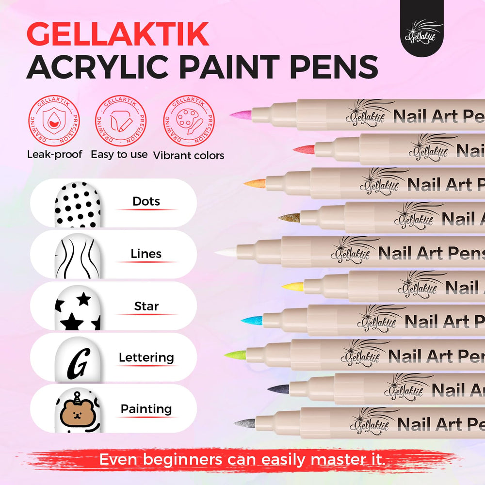 GELLAKTIK nail art pen close-up showing dots and lines.
