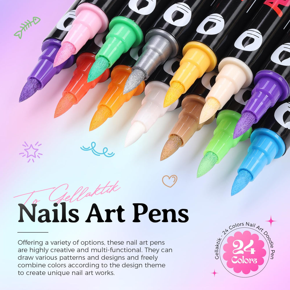 GELLAKTIK dual-ended pens with liner and dotting tips for precise dots and lines