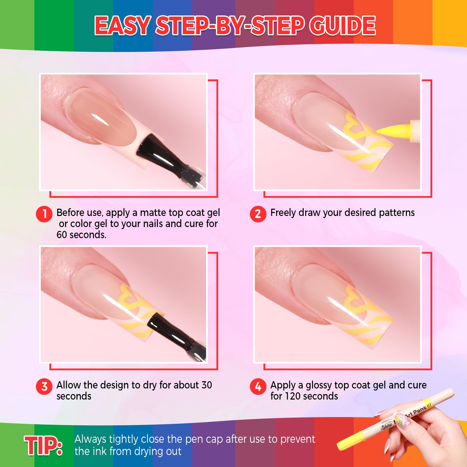 GELLAKTIK pens close-up tips and cap for storage.