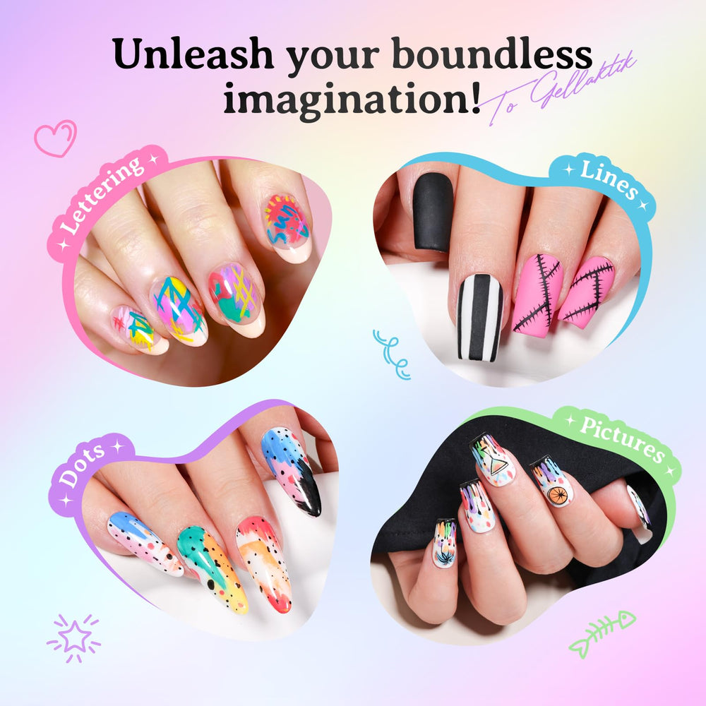 GELLAKTIK soft-flex brush tips enabling smooth curves on nails