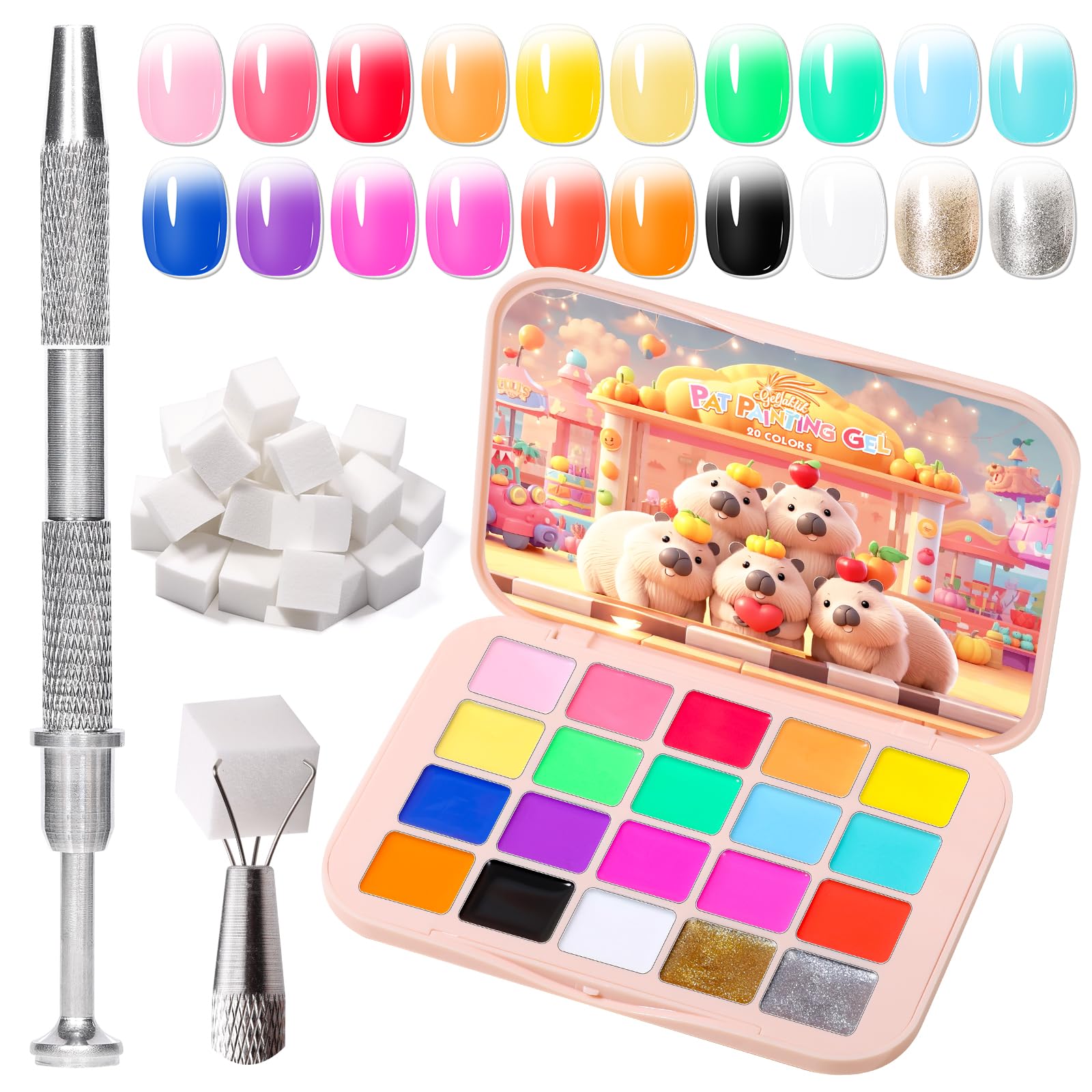 Gellaktik sponge pat palette Neon Gradient for seamless ombre nails