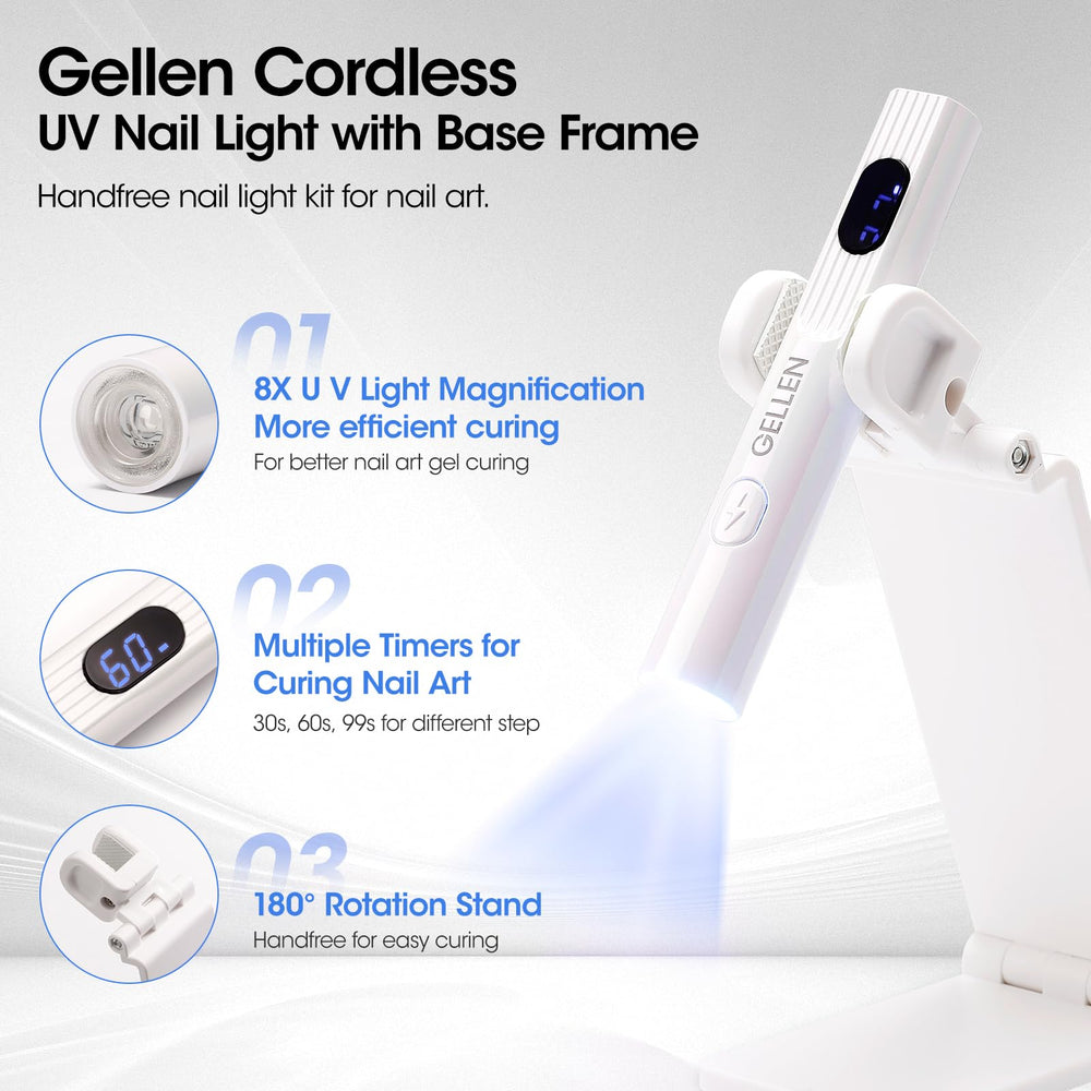 GELLEN handheld UV nail lamp stand enabling hands-free precise nail art