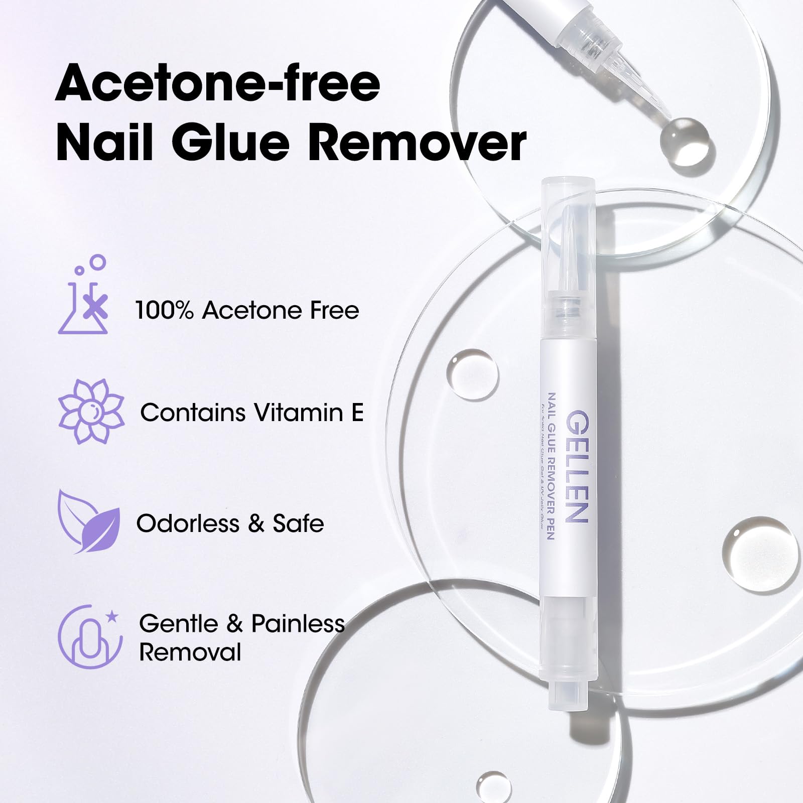 GELLEN remover pen contains Vitamin E to nourish nails after removal.