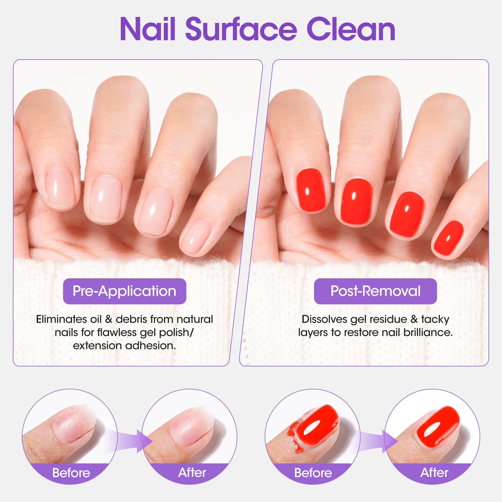 GELLEN skin-safe formula highlights acetone-free, gentle care for hands and cuticles.