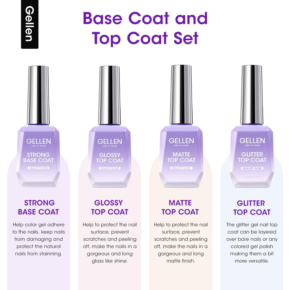 Gellen glossy top coat 18ml delivers brilliant shine and protective finish.
