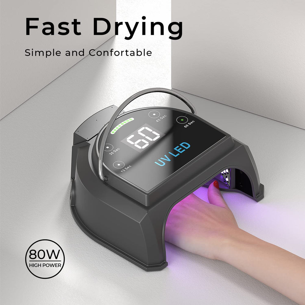 Gelpal 80W nail lamp side view shows compact cordless design.
