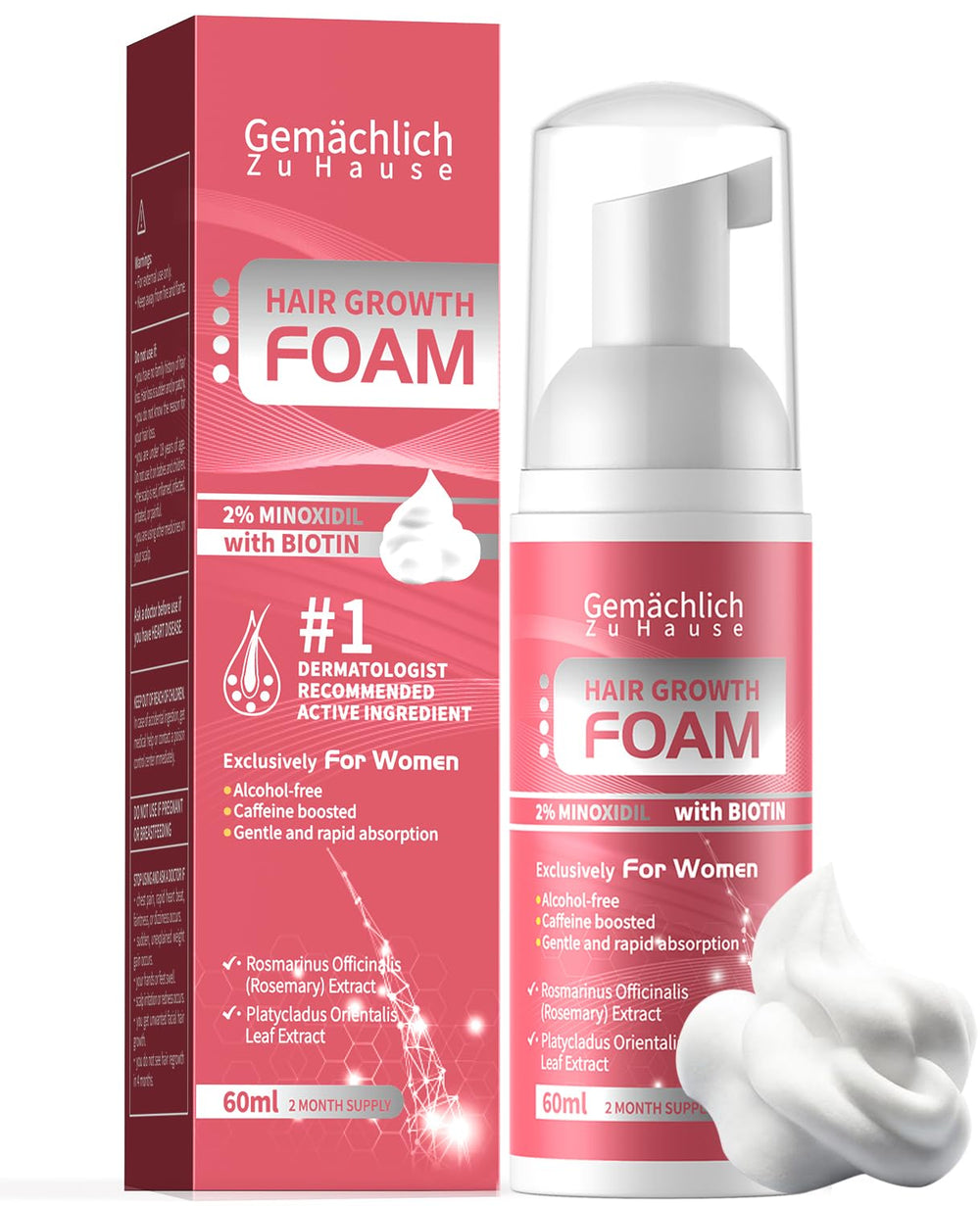Gemächlich Zu Hause Minoxidil Foam bottle-application shows targeted thinning support for the crown.